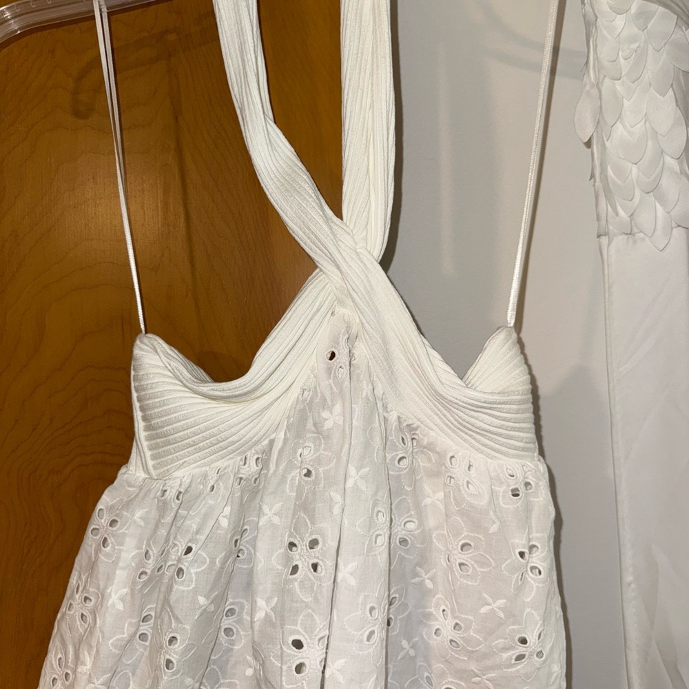 Zara White Floral Eyelet top